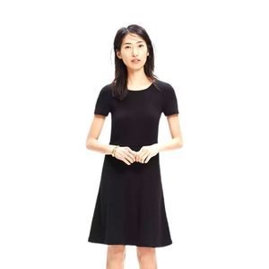 Madewell NWT Black Stretch Knit Swing Mini Dress Size Large